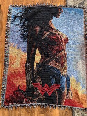 Wonder Woman Woven Tapestry Throw Blanket 47x55 Fringed DC Comics Superhero